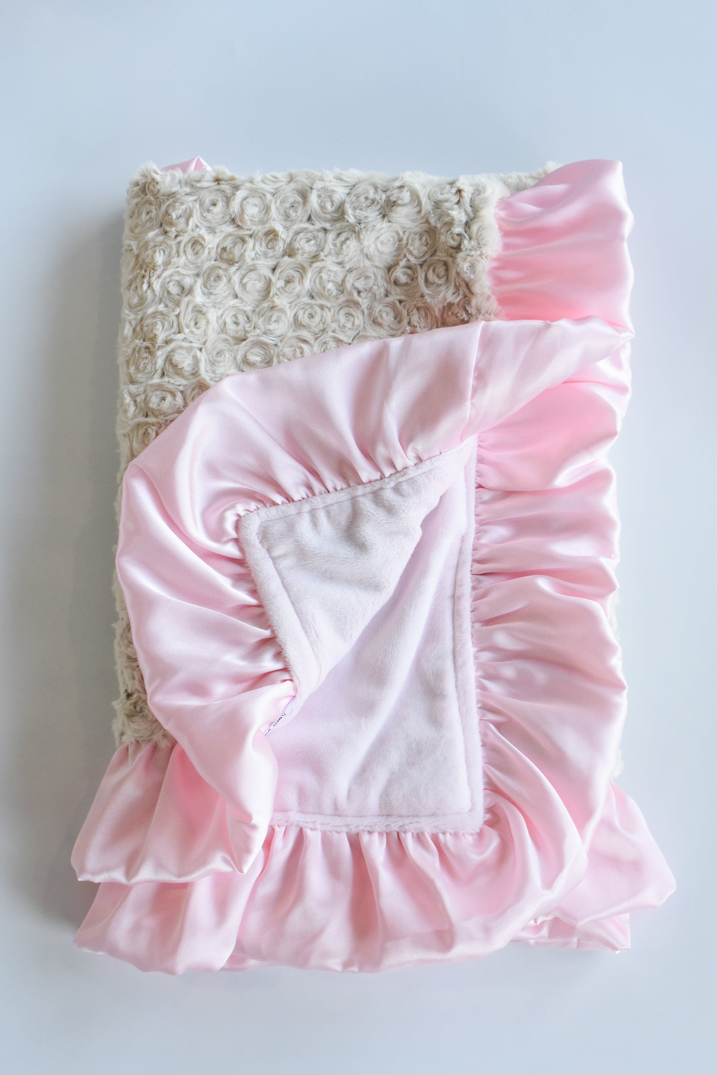 Double Plush Blanket-Pink/Camel Poodle