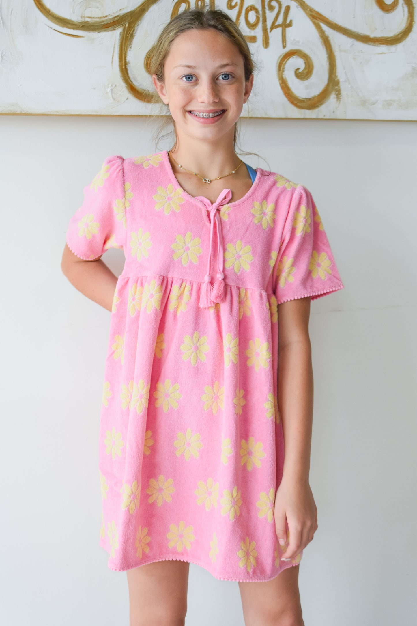 Riviera Dress-Pink Floral Terry