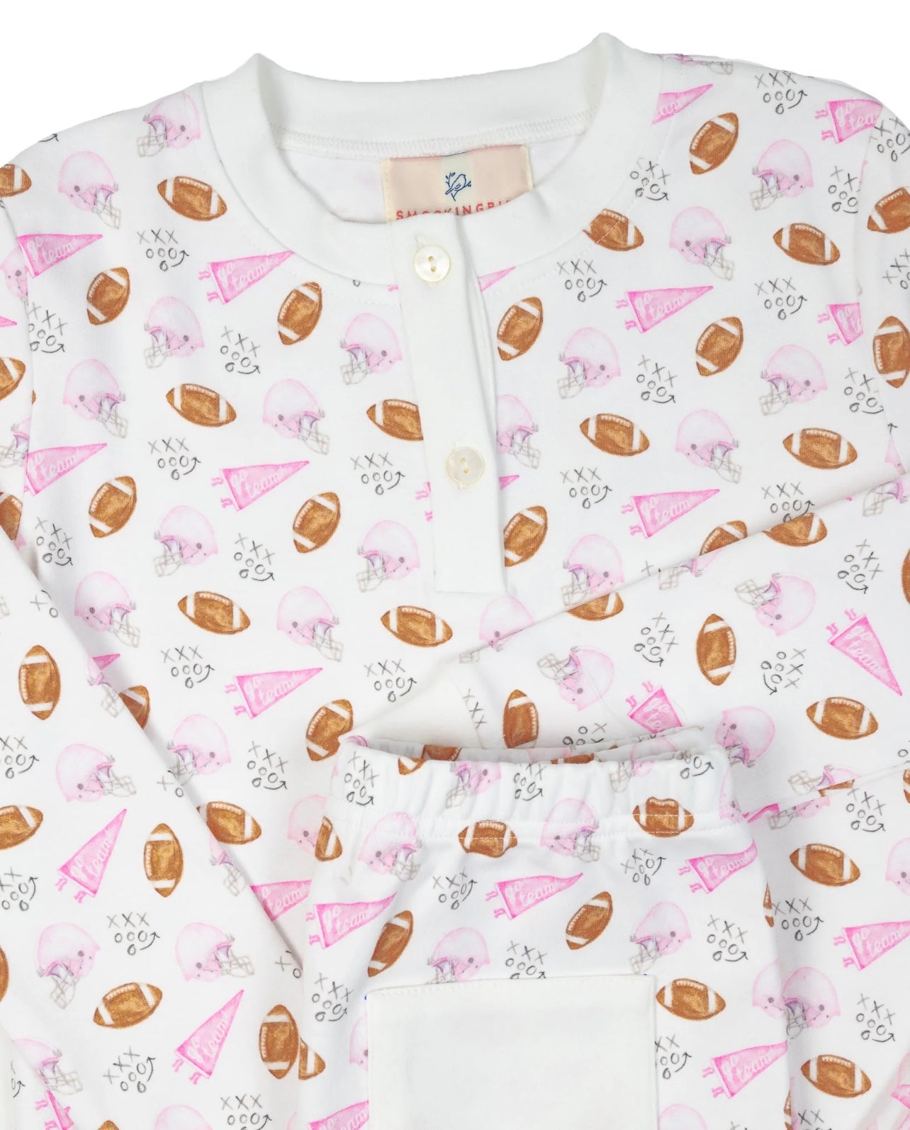 Football Printed Pajamas-Pink