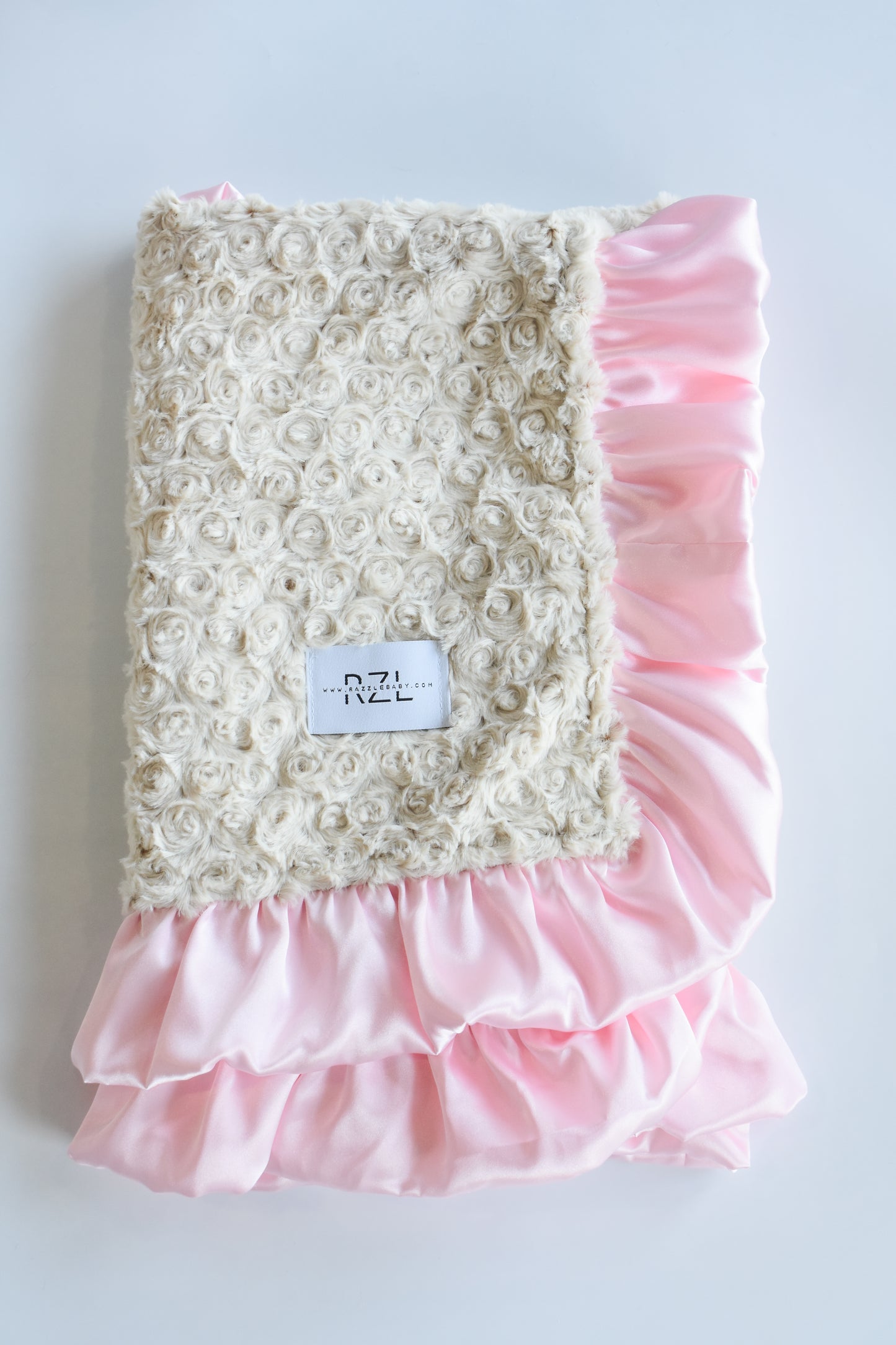 Double Plush Blanket-Pink/Camel Poodle