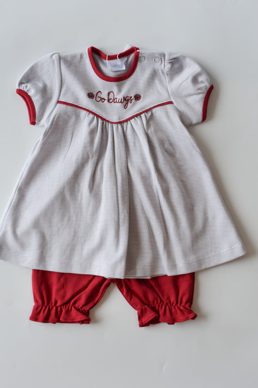 Go Dawgs Pom Pom Embroidered Bloomer Set