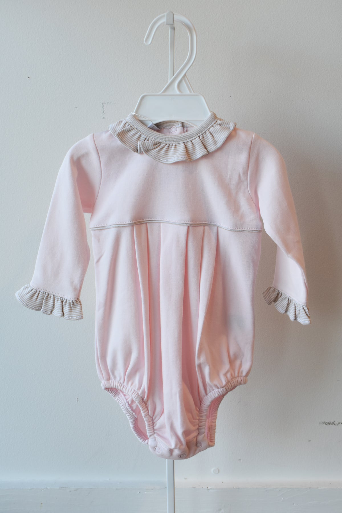 Fall Mini Stripe Pink Long Sleeve Bubble