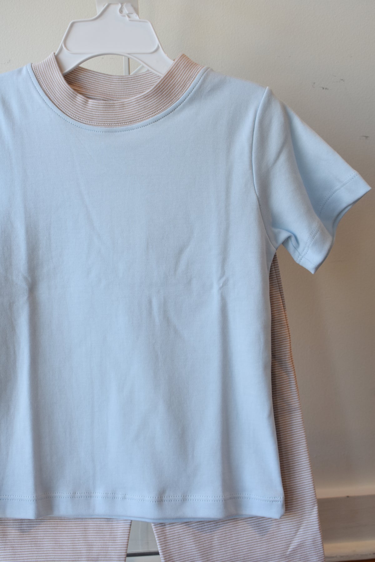 Fall Mini Stripe Blue Short Sleeve/Pant Set
