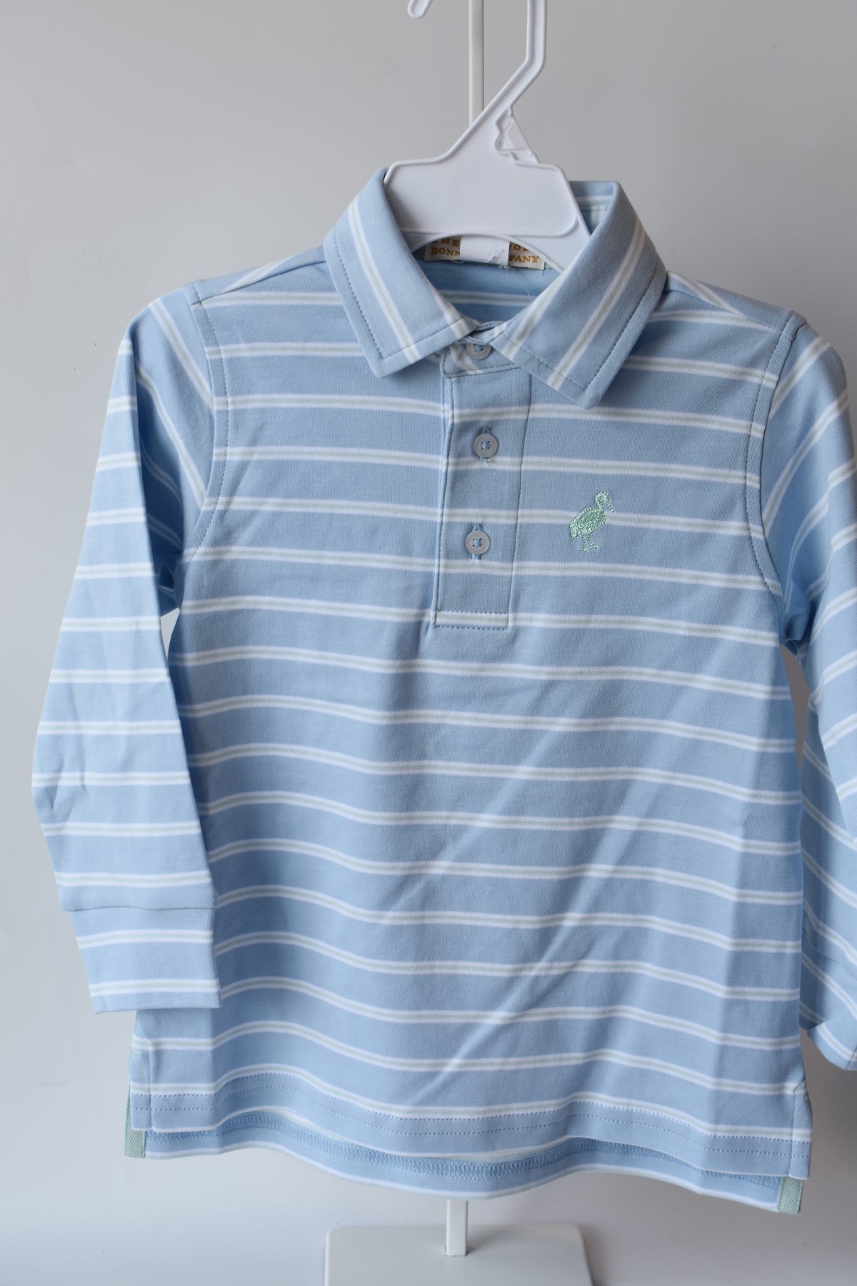 Prim and Proper Polo LS-Sarasota/Greenwich Stripe