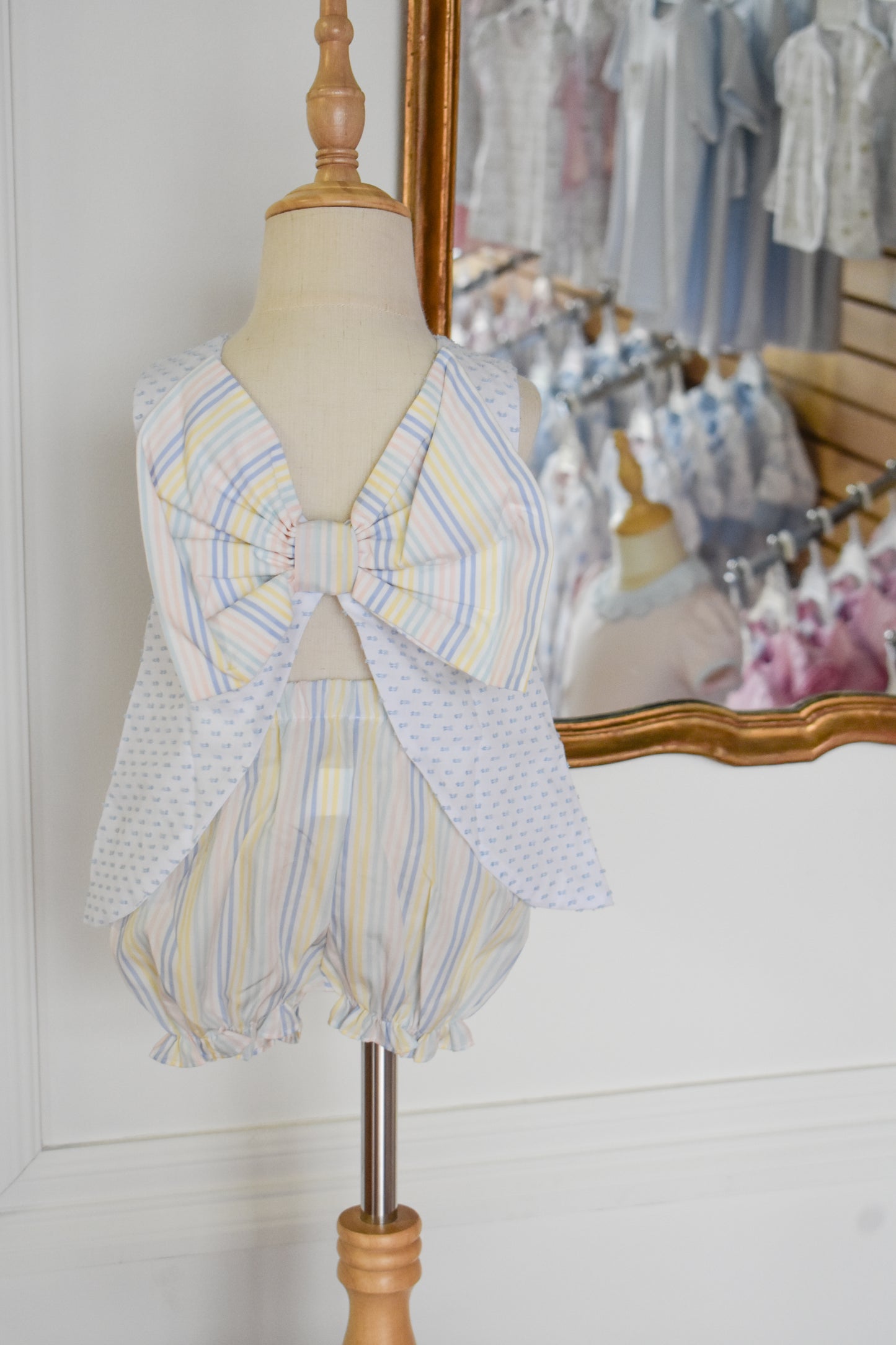 Blue Swiss Dot Lottie Bloomer Set