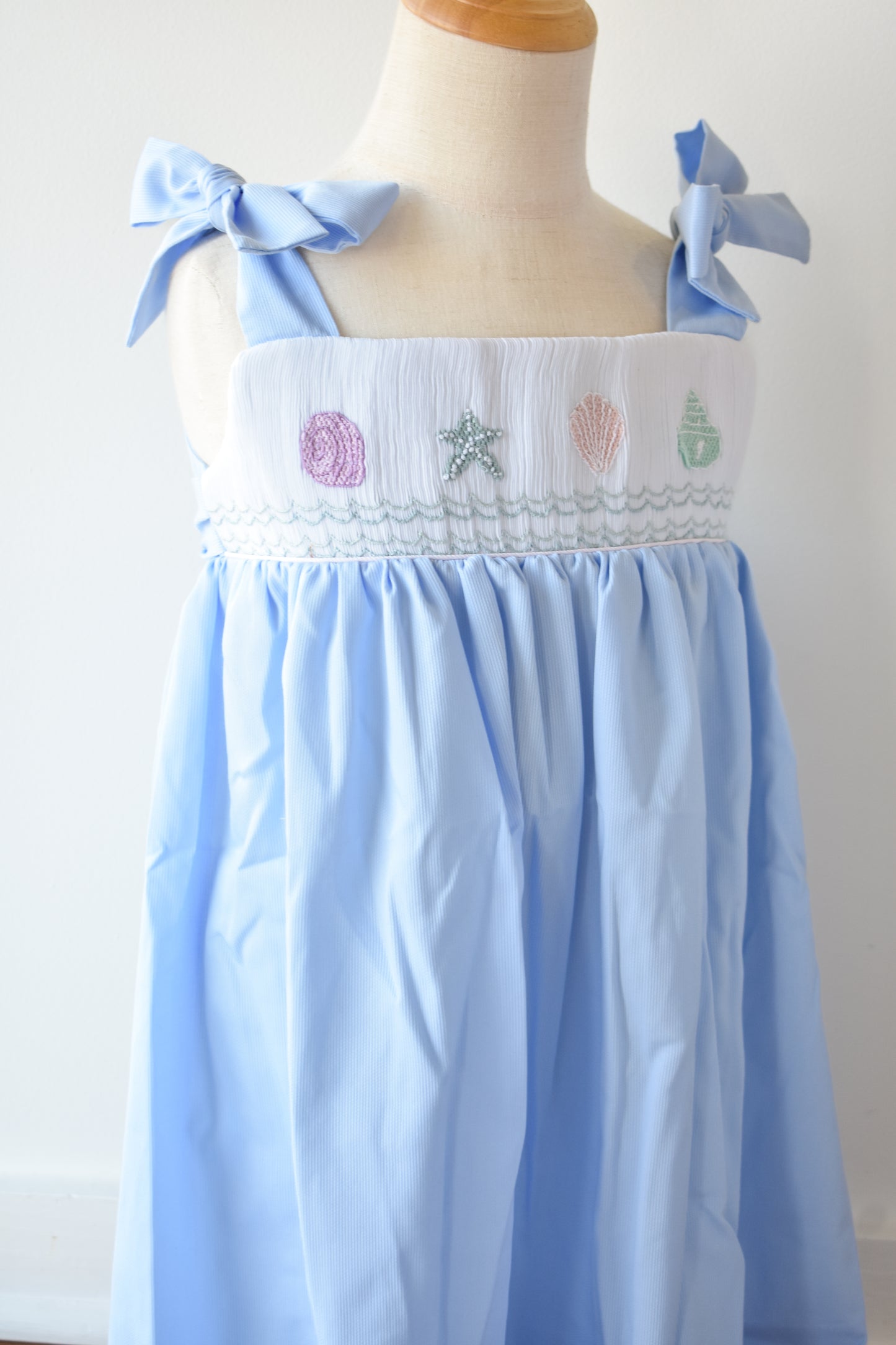 Julia Seashell Smocked Bow Strap Dress