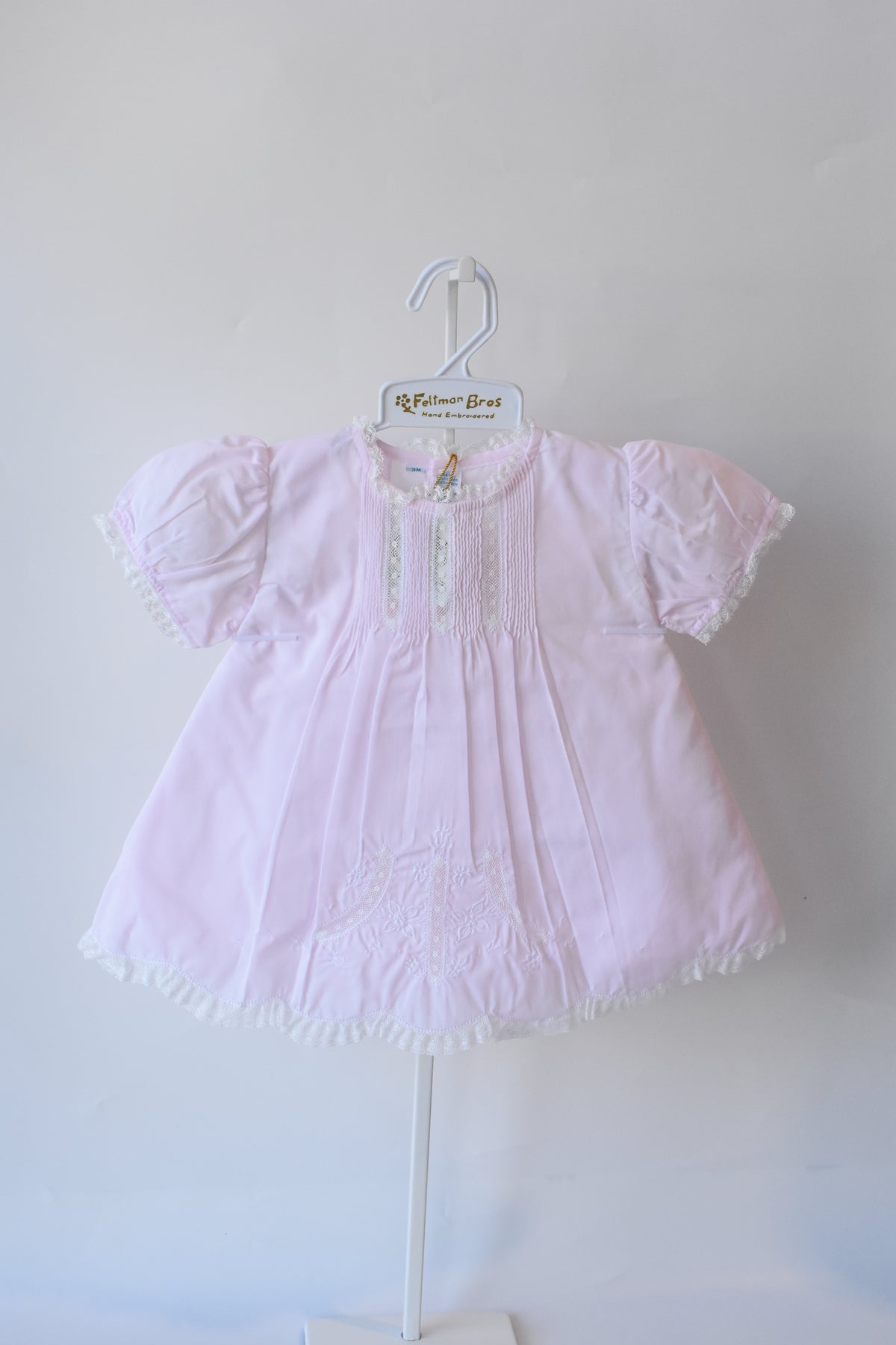 Detailed Lace Pink Slip Heirloom Dress