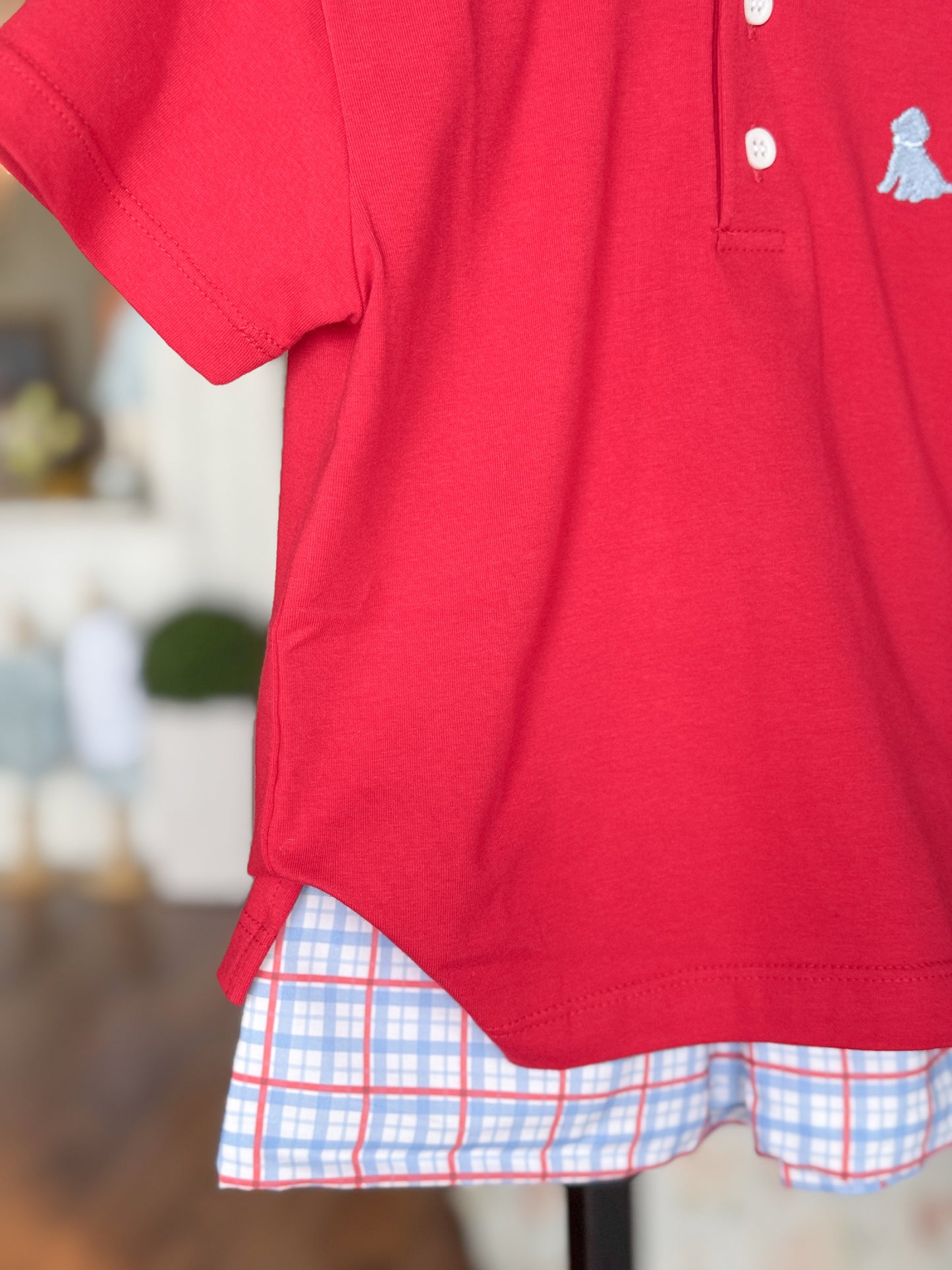 “Plaid” To Be An American! Polo Short Set