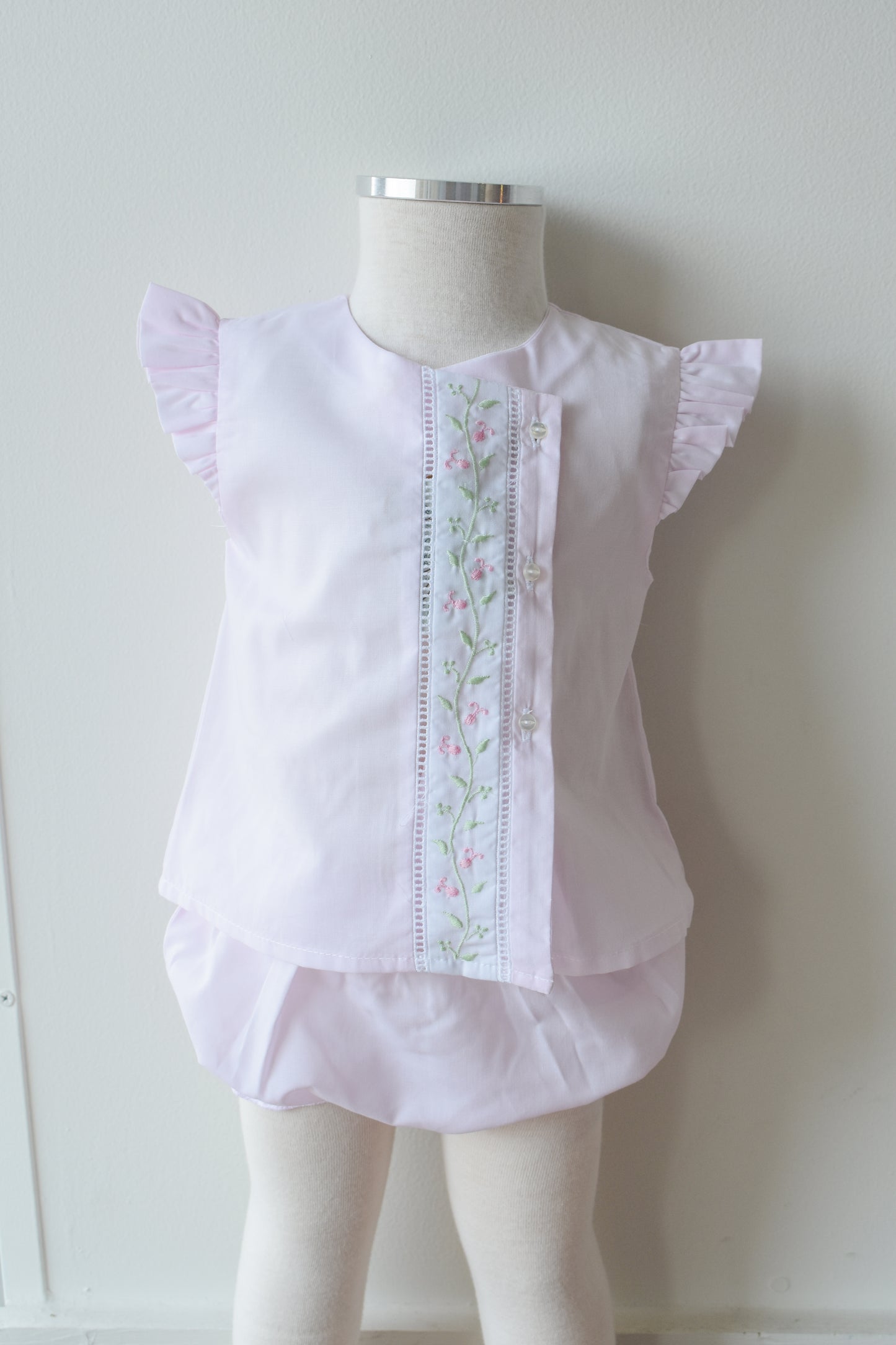 Pink Florals n Vines Diaper Set