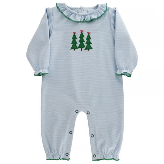 Enchanted Evergreens Girl's Ruffled Knit Romper