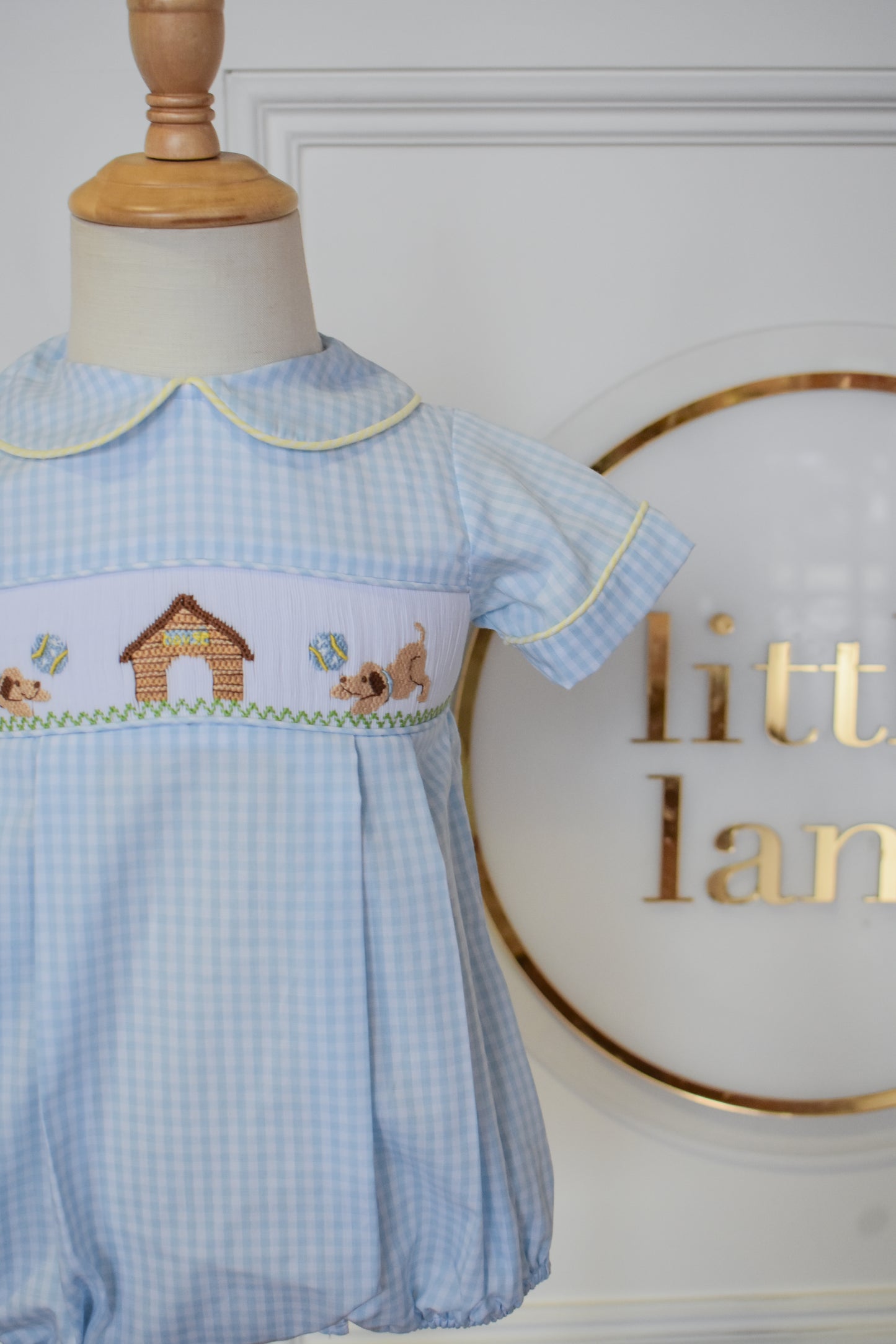 Playful Pups Brandon Smocked Bubble