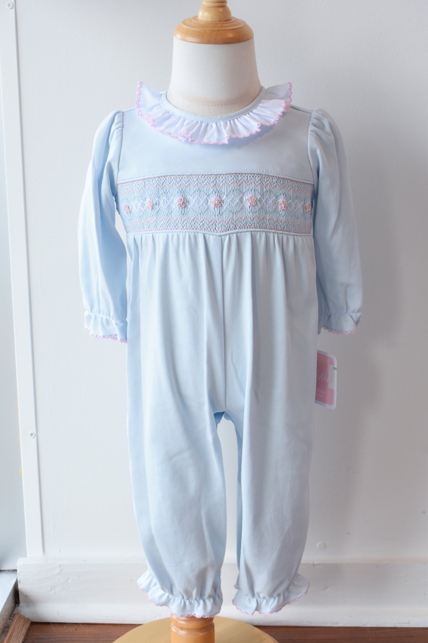 Olivia's Smocked Ruffle Trim Knit Romper