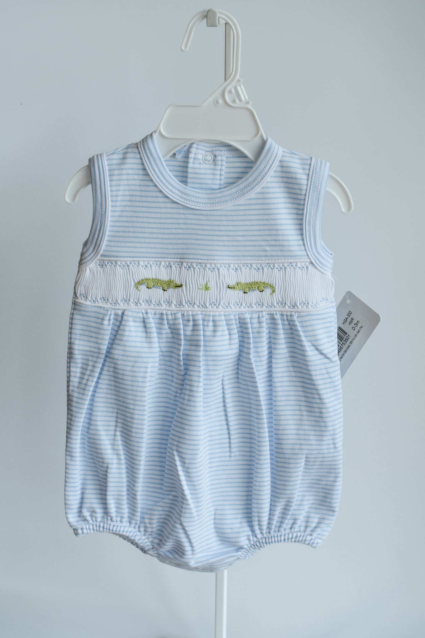 Blue Gators Hand Smocked Sleeveless Bubble