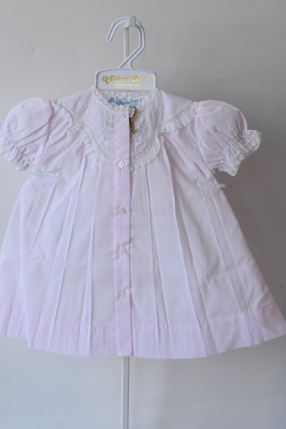 Embroidered Lacy Yoke Pink Heirloom Daygown