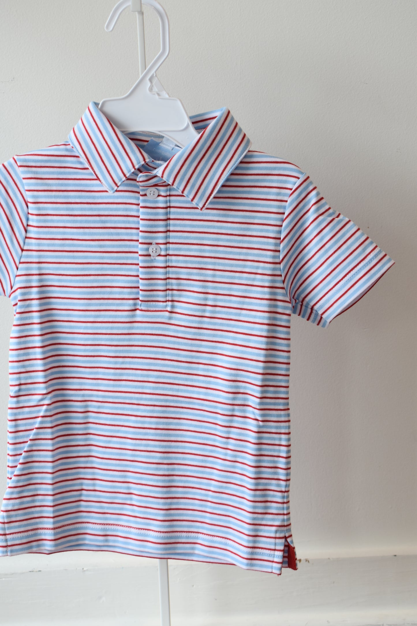 Basic Short Sleeve Polo-Primary Stripes