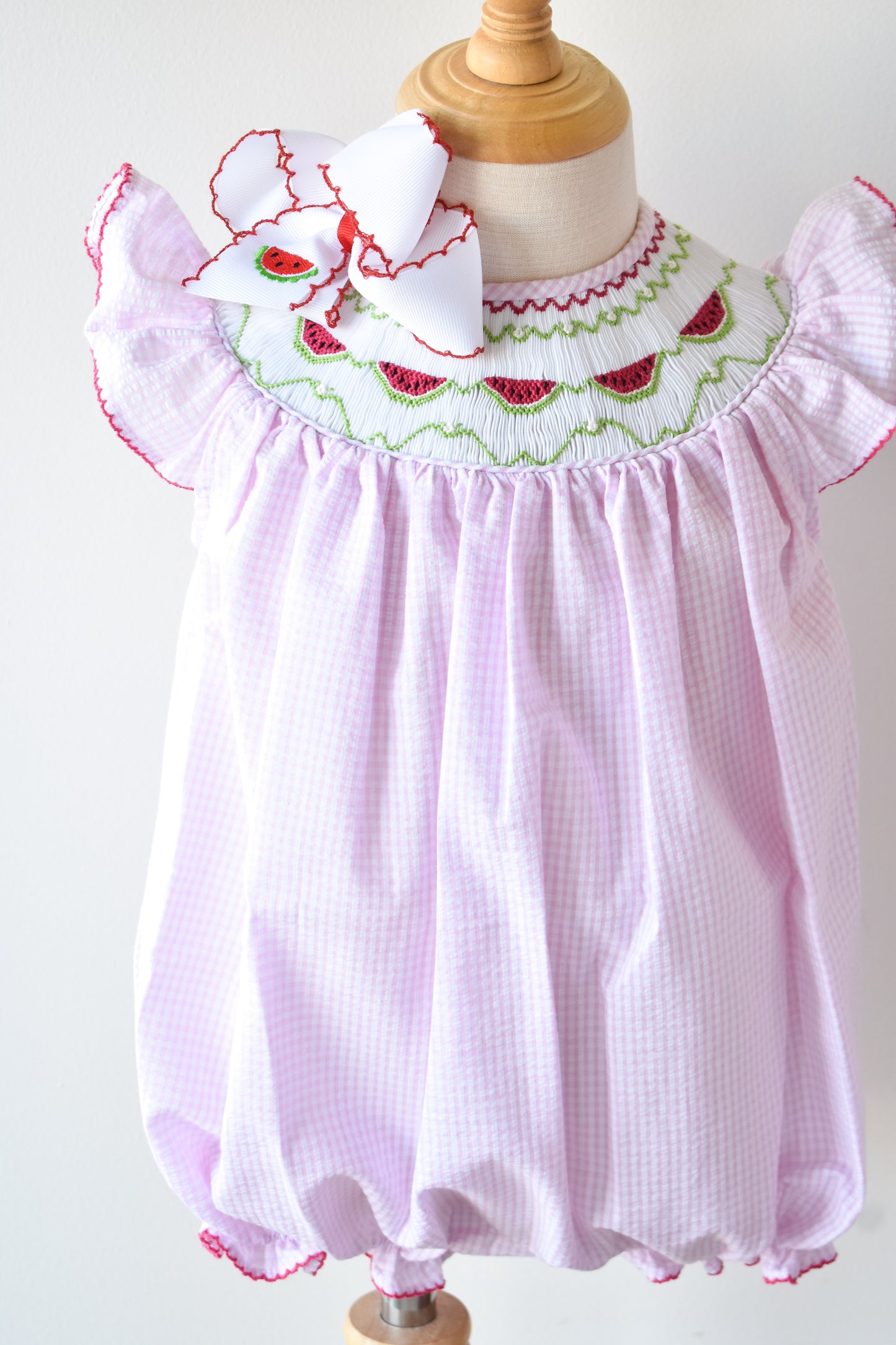 Emmie Watermelon Smocked Bubble