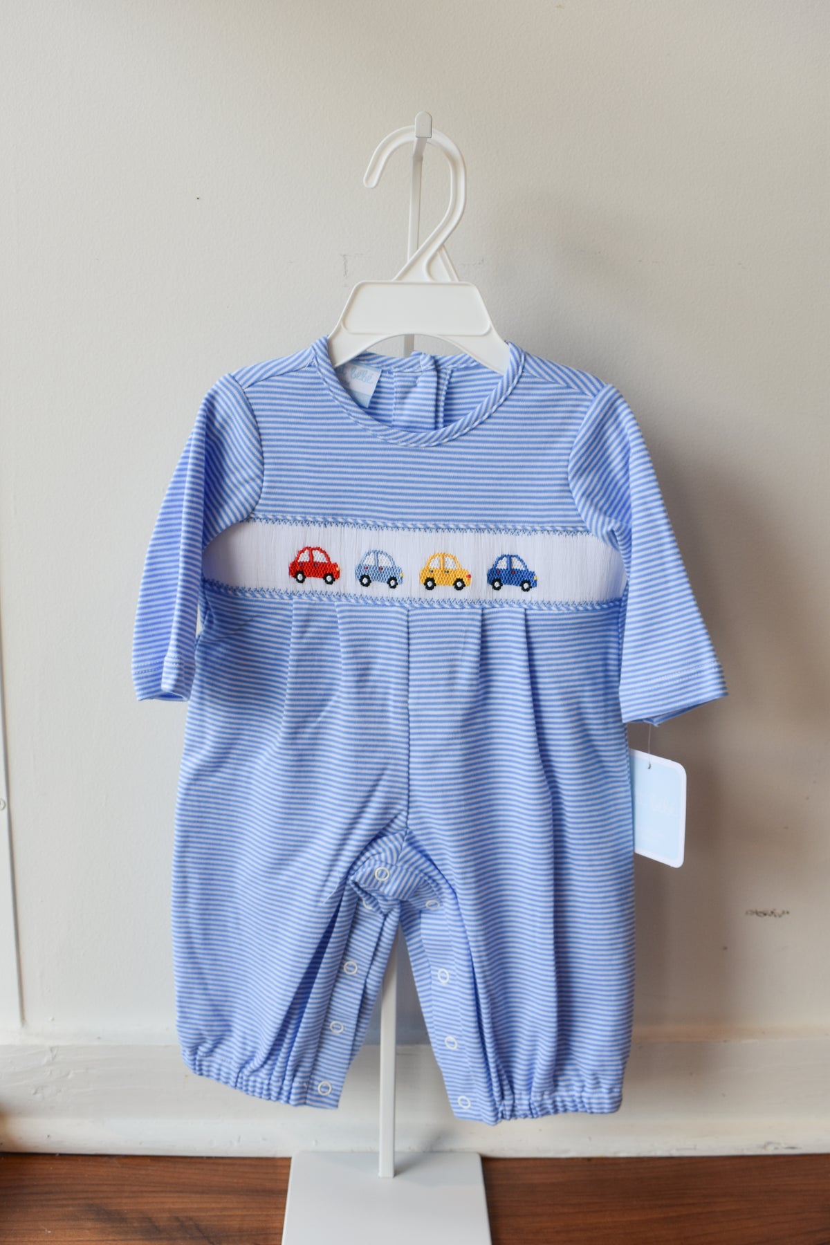 Beep Beep Blue Stripe Knit Romper