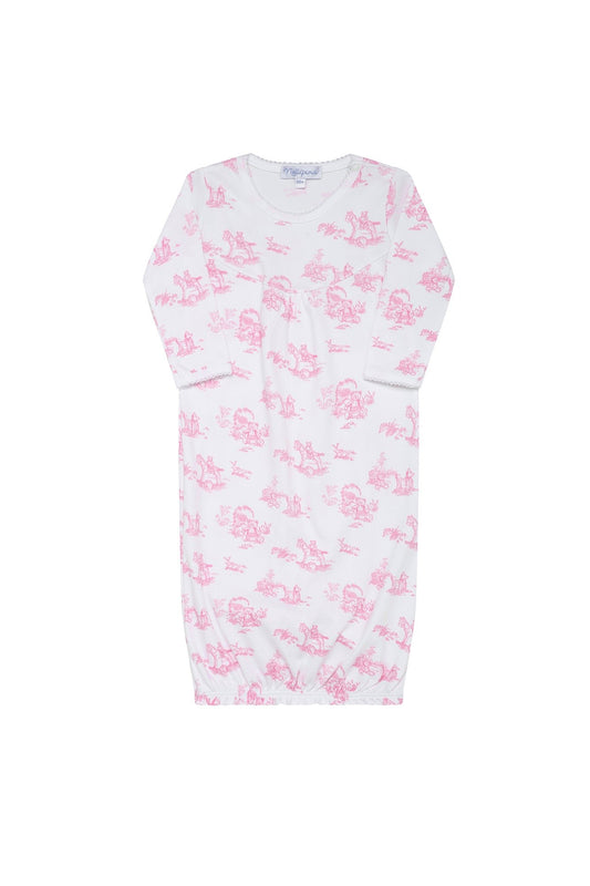 Classic Pink Toile Baby Gown