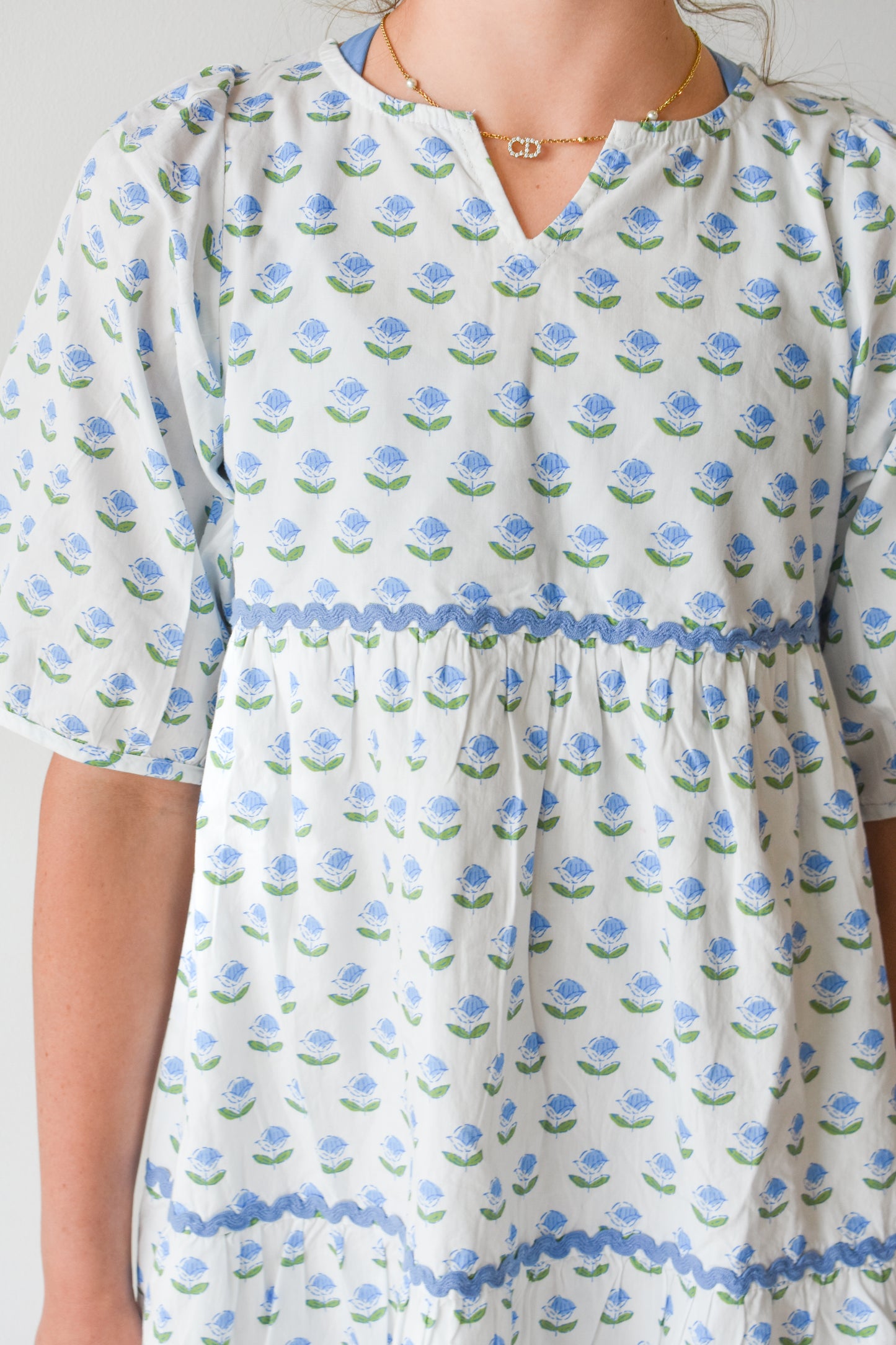 Madaket Dress-Blue Tulip Block Print