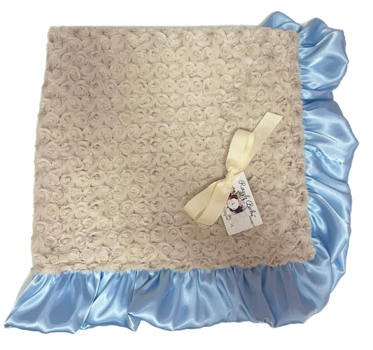 Double Plush Blanket-Blue/Camel Poodle