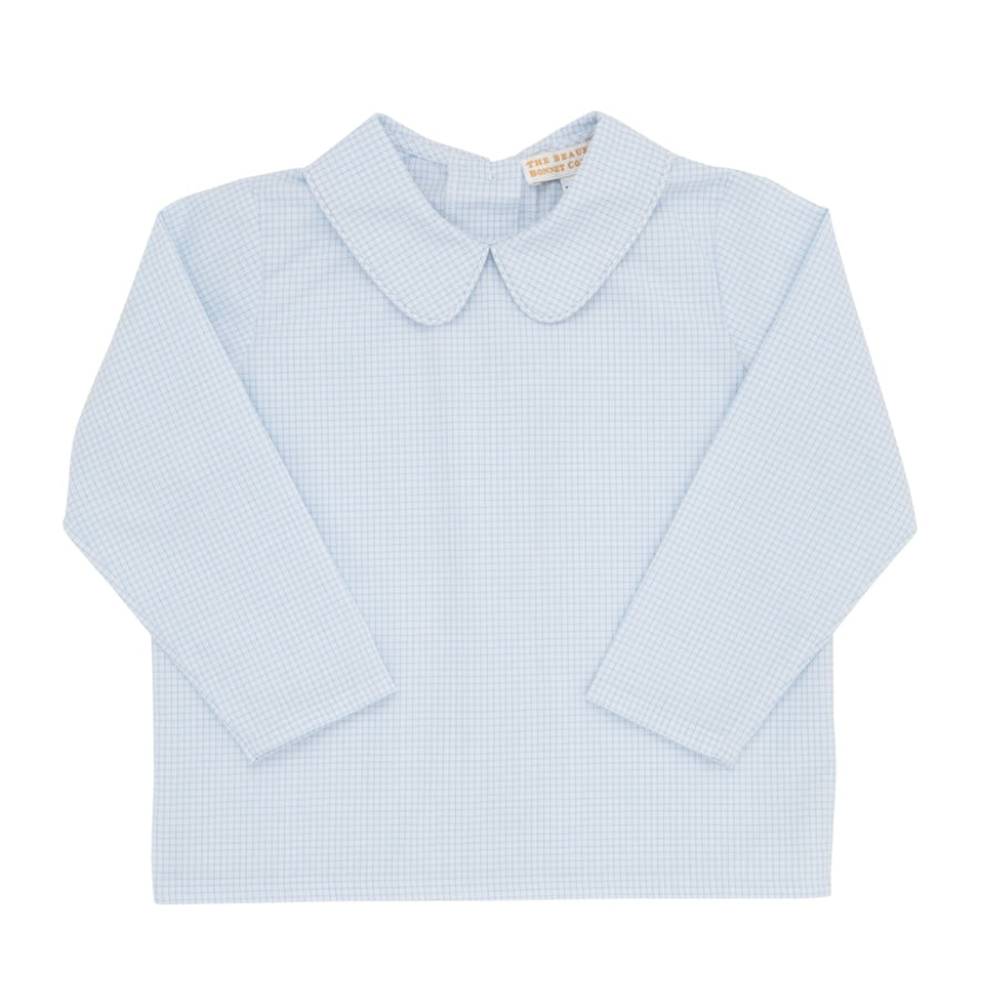 Peter Pan Collar Shirt-Barrington Blue Mini Windowpane