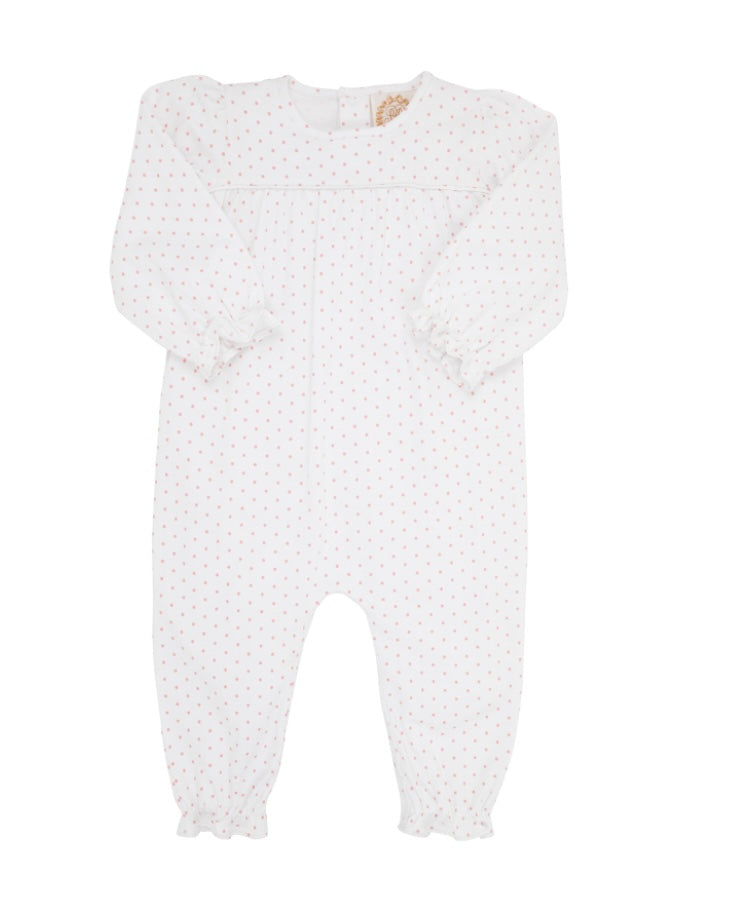 Long Sleeve Penny's Playsuit-Sandpearl Pink Microdot