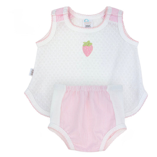 Paty Diaper Set-Pink Berry Seersucker