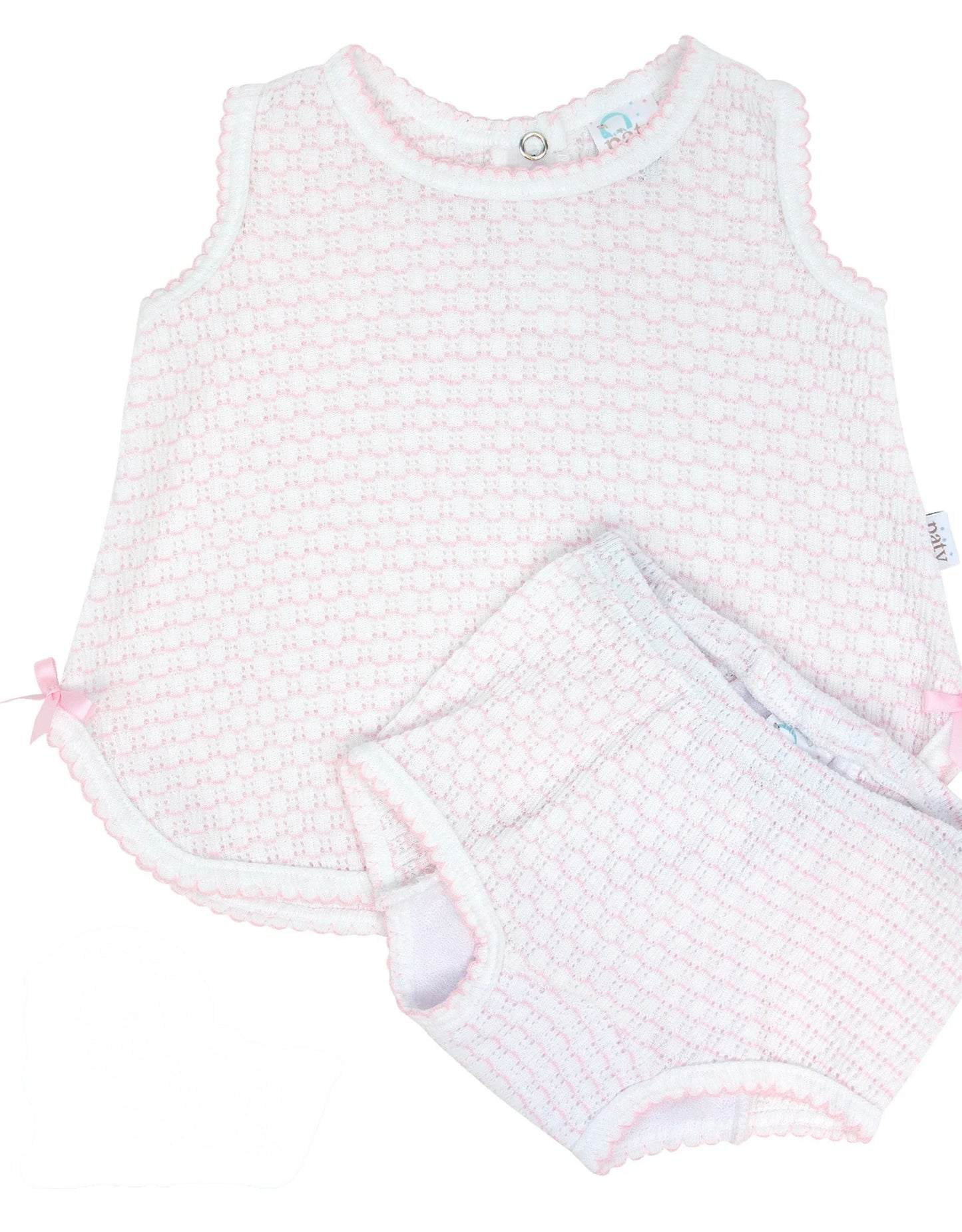 Paty Diaper Set-Pink Stripe/Pink Trim