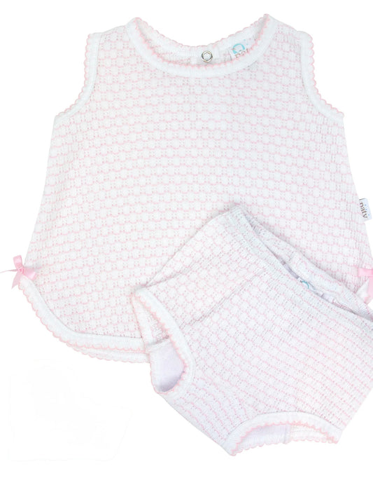 Paty Diaper Set-Pink Stripe/Pink Trim