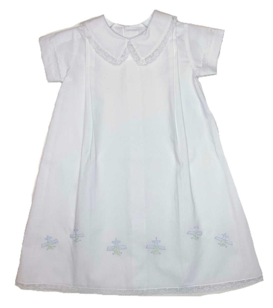 White Day Gown W/ Blue Plane