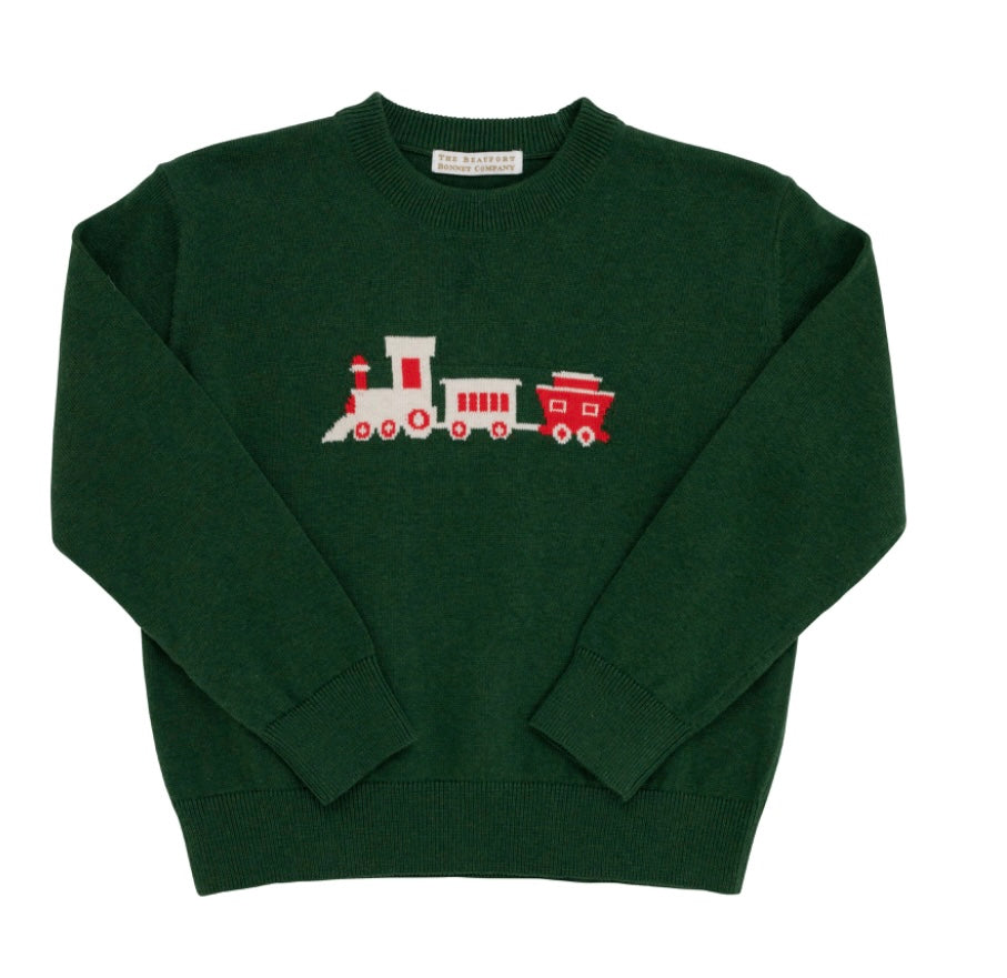 Isaacs Intarsia Sweater-Grier Green/Train