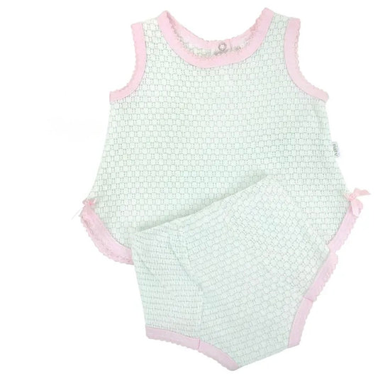 Paty Diaper Set-Green/Pink Trim