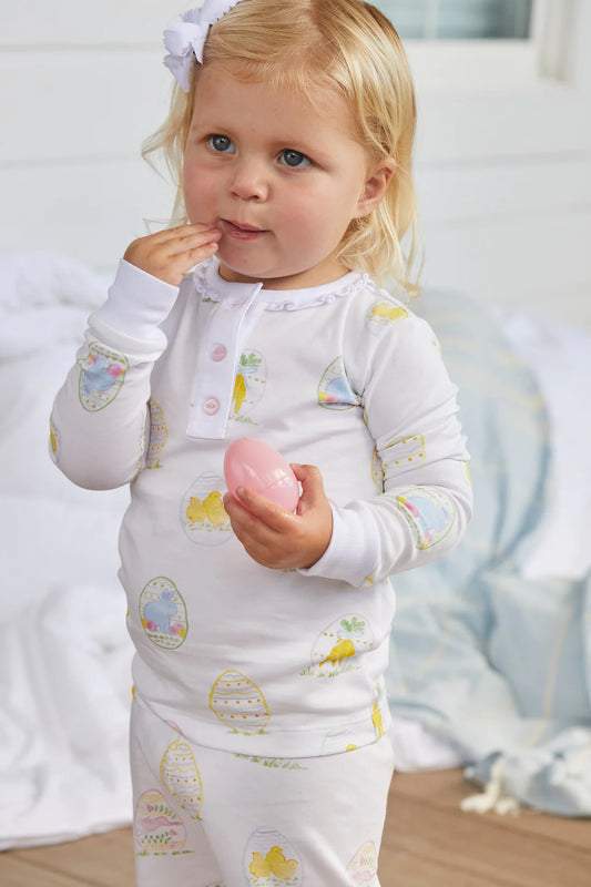 Ruffle Printed Jammies-Easter Eggs