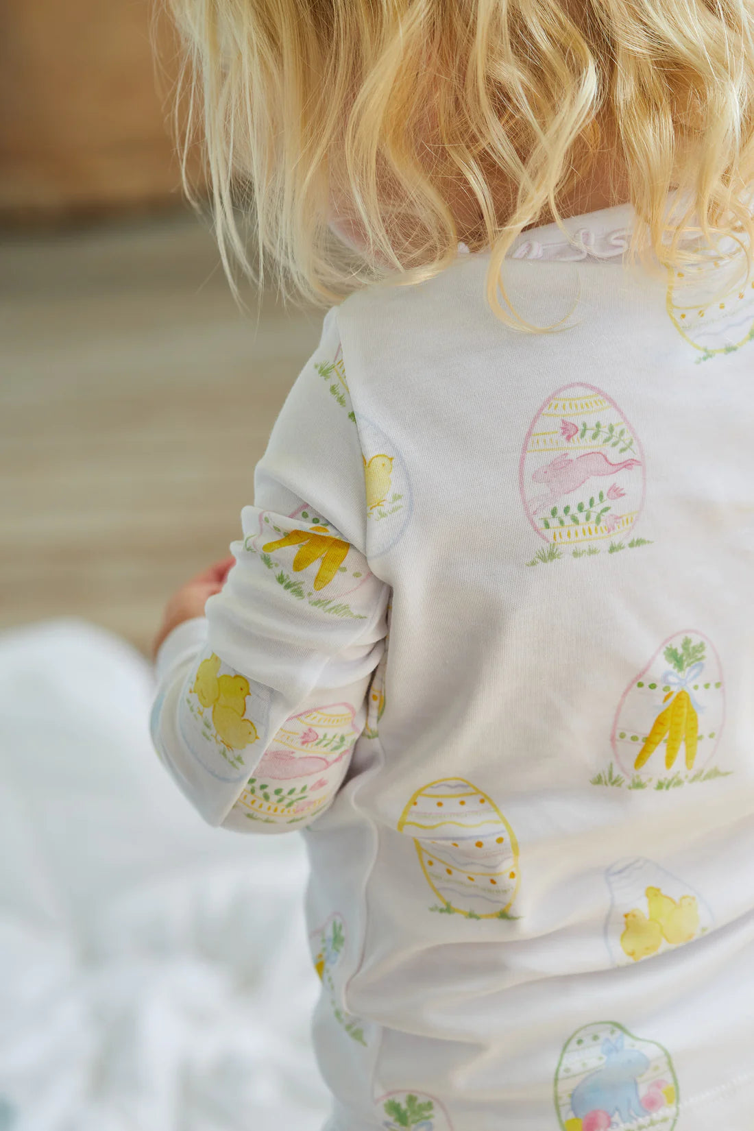 Ruffle Printed Jammies-Easter Eggs