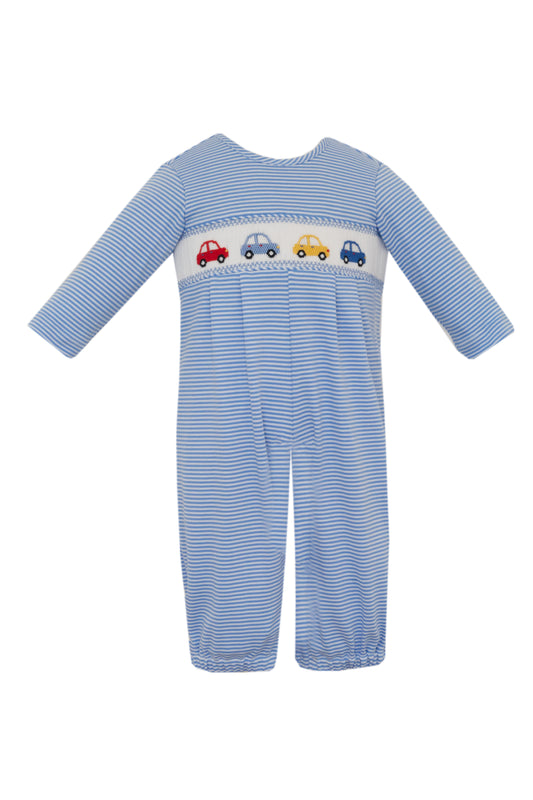 Beep Beep Blue Stripe Knit Romper