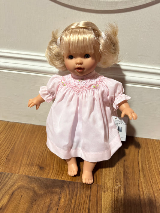 Carly Blonde Doll-Pink Dress w Pigtails