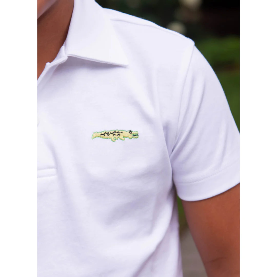 See Ya Later Alligator White Knit Polo