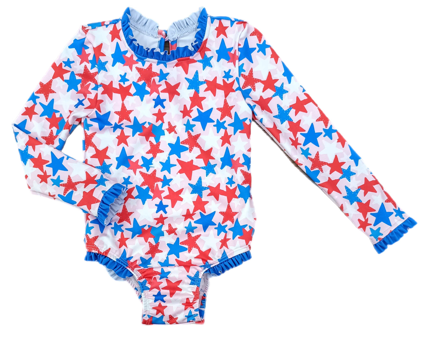 Red, White, and Boom! Leighton One Piece Rash Guard Swim