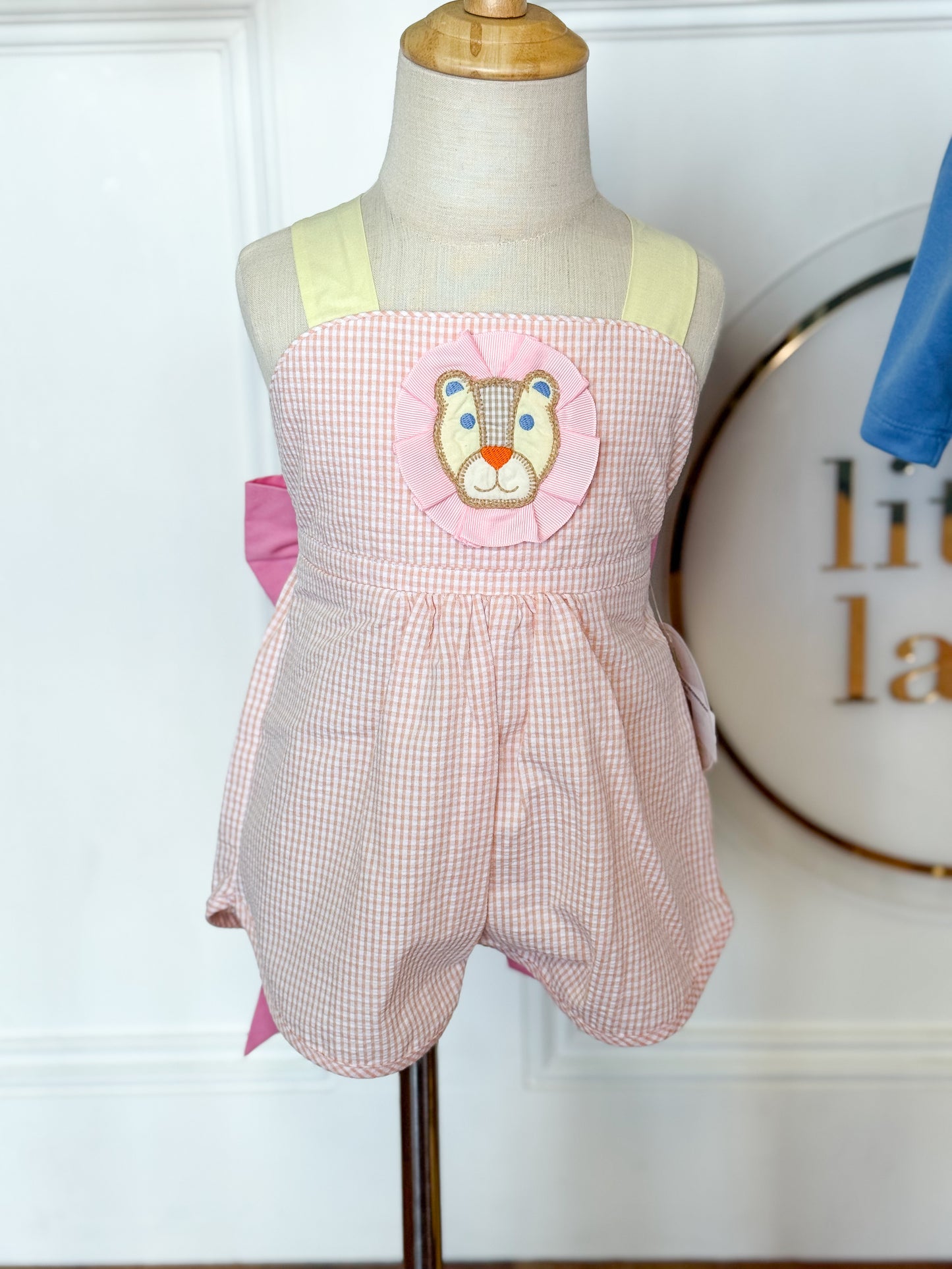 Roaring Lioness Seersucker Romper w/ Bow