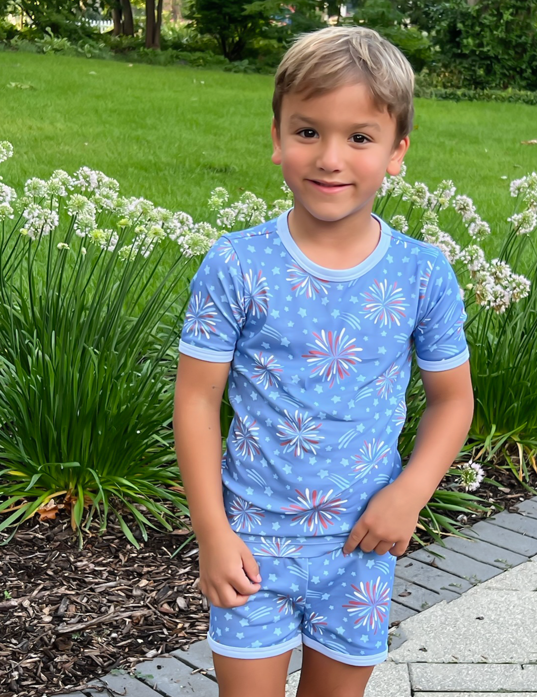 Sparks Flying! Boy's Two Piece PJ Short Set