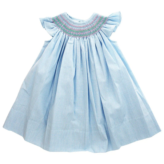 Blue Check Smocked Dress