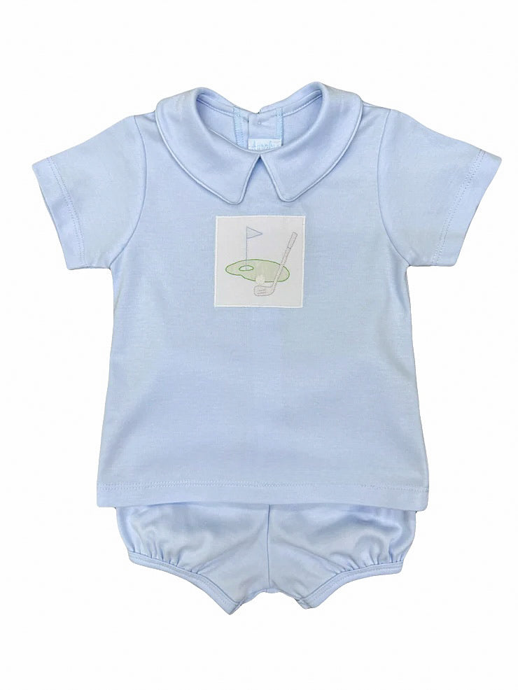 Day At The Course-Blue Knit Bloomer Set
