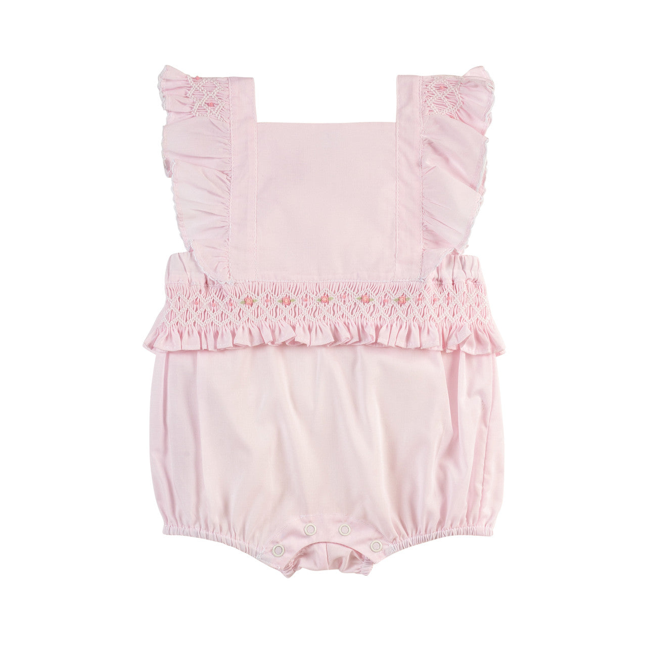 Pink Heirloom Smocked Ruffle Bubble