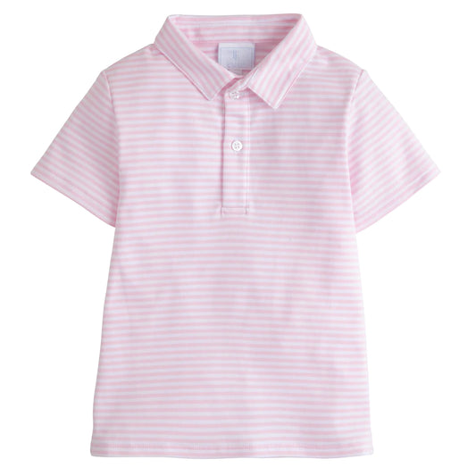 Pink Stripe Polo Short Set