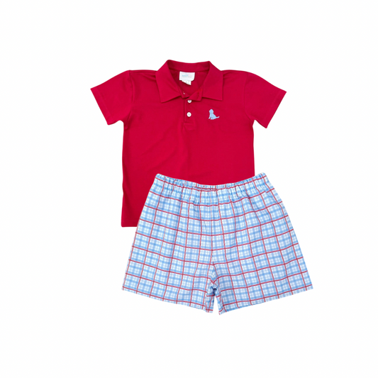 “Plaid” To Be An American! Polo Short Set