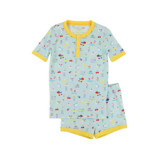 Payton Pajama Short Set-Blueberry Blue Ice Cream Daydream