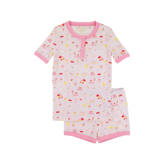 Payton Pajama Short Set-Strawberry Pink Ice Cream Daydream