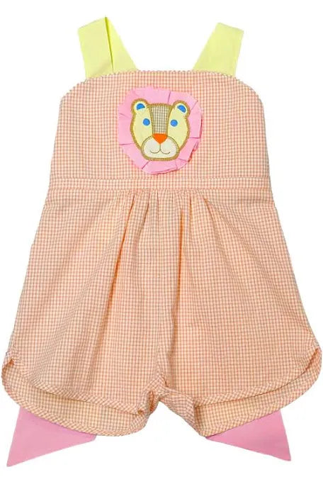 Roaring Lioness Seersucker Romper w/ Bow