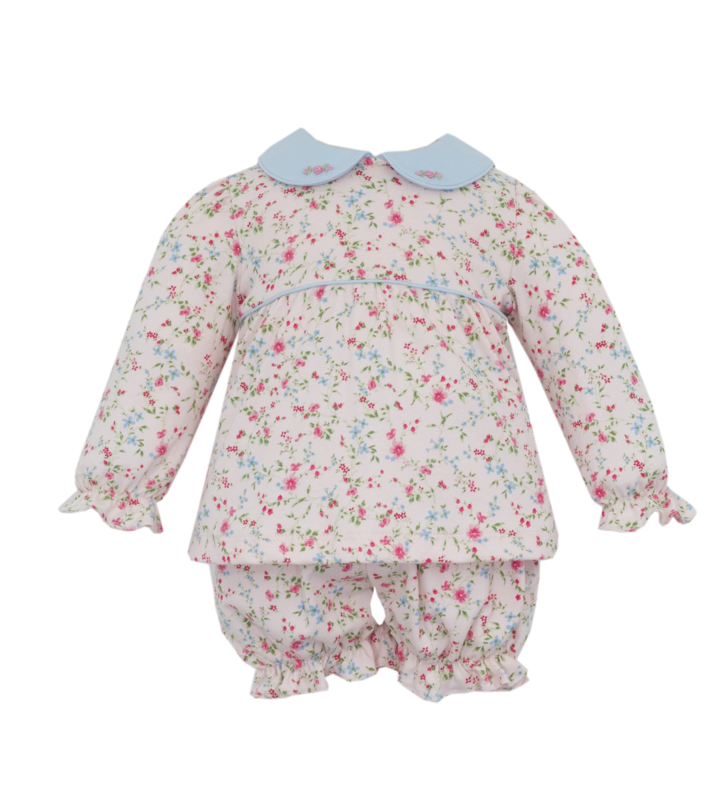 Pink Peonies Long Sleeve Knit Bloomer Set