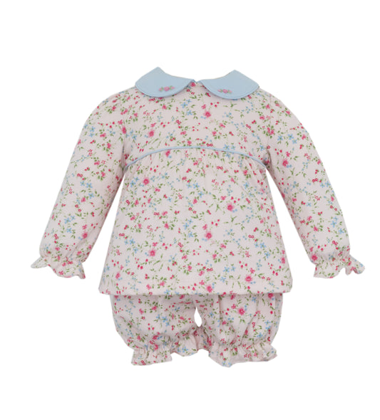 Pink Peonies Long Sleeve Knit Bloomer Set